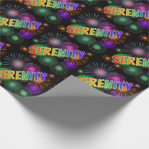 Papel De Regalo Nombre del arcoiris "SERENITY" + Fuegos artificial