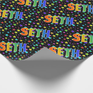 Papel De Regalo Nombre del arcoiris "SETH" + estrellas