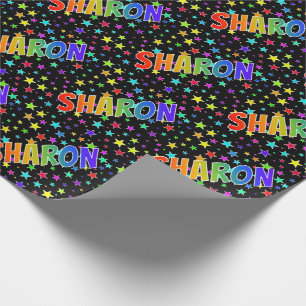 Papel De Regalo Nombre del arcoiris "SHARON" + estrellas