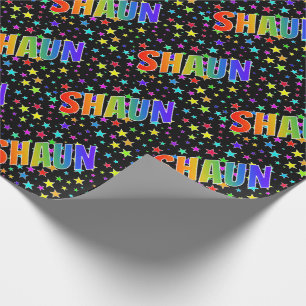 Papel De Regalo Nombre del arcoiris "SHAUN" + estrellas