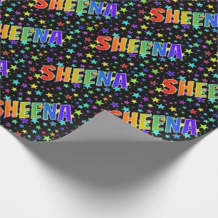 Papel De Regalo Nombre del arcoiris "SHEENA" + estrellas