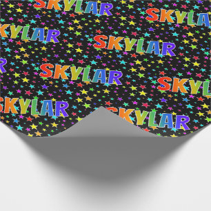 Papel De Regalo Nombre del arcoiris "SKYLAR" + estrellas
