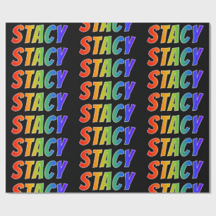 Papel De Regalo Nombre del arcoiris "STACY"; Divertido y colorido