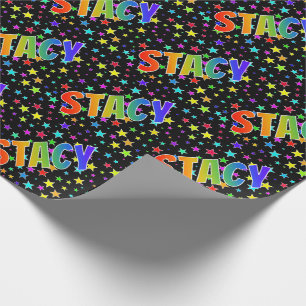 Papel De Regalo Nombre del arcoiris "STACY" + estrellas