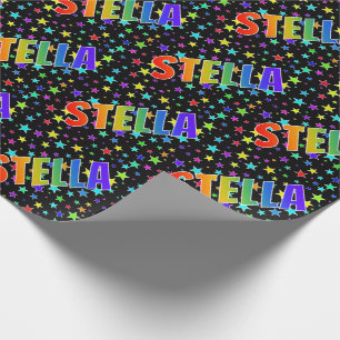 Papel De Regalo Nombre del arcoiris "STELLA" + estrellas