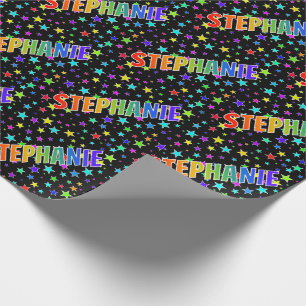 Papel De Regalo Nombre del arcoiris "STEPHANIE" + estrellas