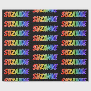 Papel De Regalo Nombre del arcoiris "SUZANNE"; Divertido y colorid