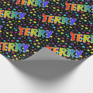 Papel De Regalo Nombre del arcoiris "TERRY" + estrellas