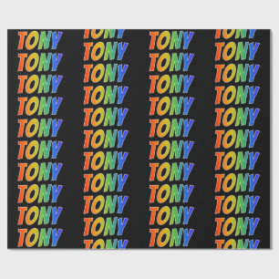 Papel De Regalo Nombre del arcoiris "TONY"; Divertido y colorido