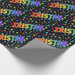 Papel De Regalo Nombre del arcoiris "TRISTAN" + Estrellas