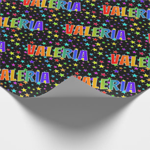 Papel De Regalo Nombre del arcoiris "VALERIA" + estrellas