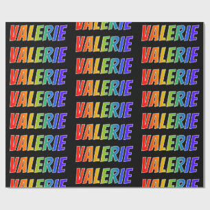 Papel De Regalo Nombre del arcoiris "VALERIE"; Divertido y colorid