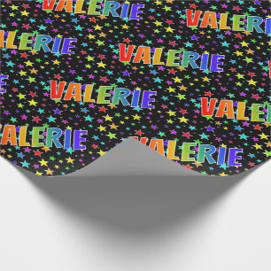 Papel De Regalo Nombre del arcoiris "VALERIE" + estrellas