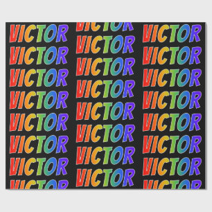 Papel De Regalo Nombre del arcoiris "VICTOR"; Divertido y colorido