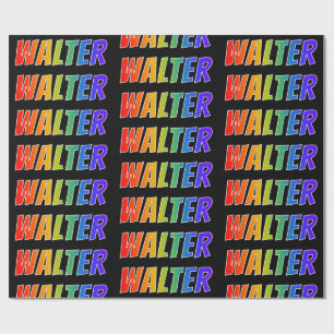 Papel De Regalo Nombre del arcoiris "WALTER"; Divertido y colorido