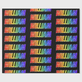 Papel De Regalo Nombre del arcoiris "WILLIAM"; Divertido y colorid