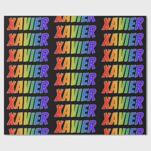 Papel De Regalo Nombre del arcoiris "XAVIER"; Divertido y colorido