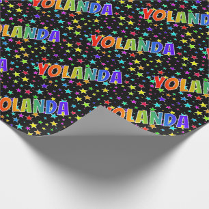 Papel De Regalo Nombre del arcoiris "YOLANDA" + estrellas