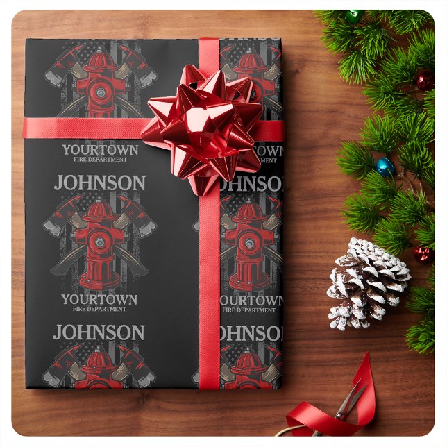 Papel De Regalo NOMBRE DEL bombero Departamento de bomberos Bander (Subido por el creador)