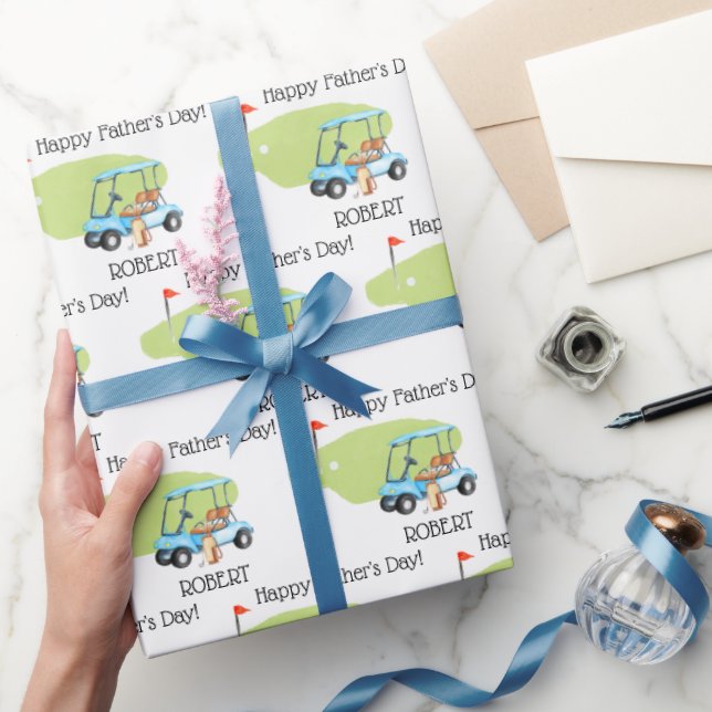 Papel De Regalo Nombre del Día del Padre del Golf Personalizado (Regalar)