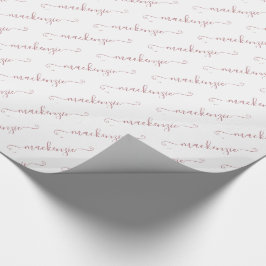Papel De Regalo Nombre del guión manuscrito de la rosa blanca de l