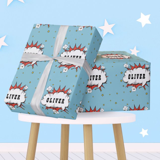 Papel De Regalo Nombre del niño de la burbuja del discurso cómico  (Subido por el creador)