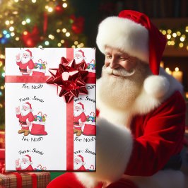 Papel De Regalo NOMBRE DEL Niño de los Navidades clásicos de Santa