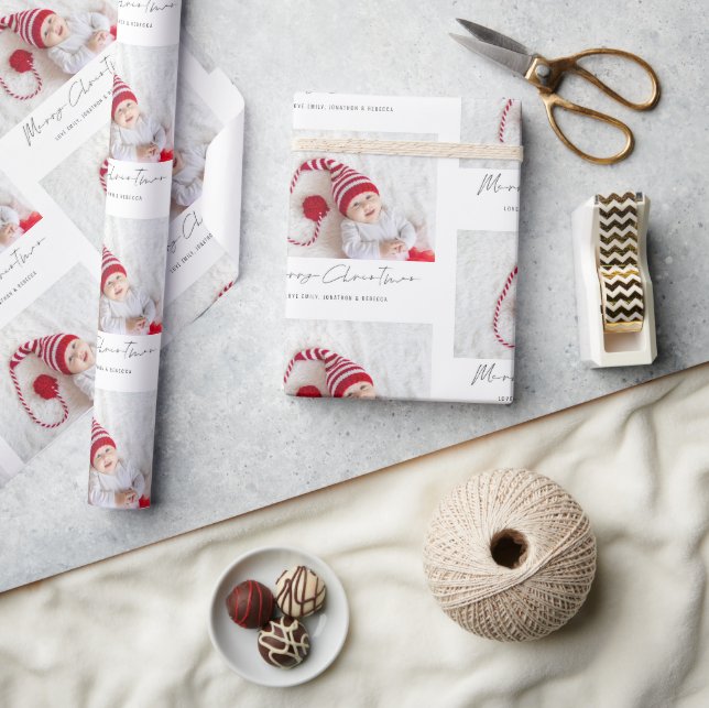 Papel De Regalo Nombre del patrón fotográfico moderno Script Feliz (Artesanía)