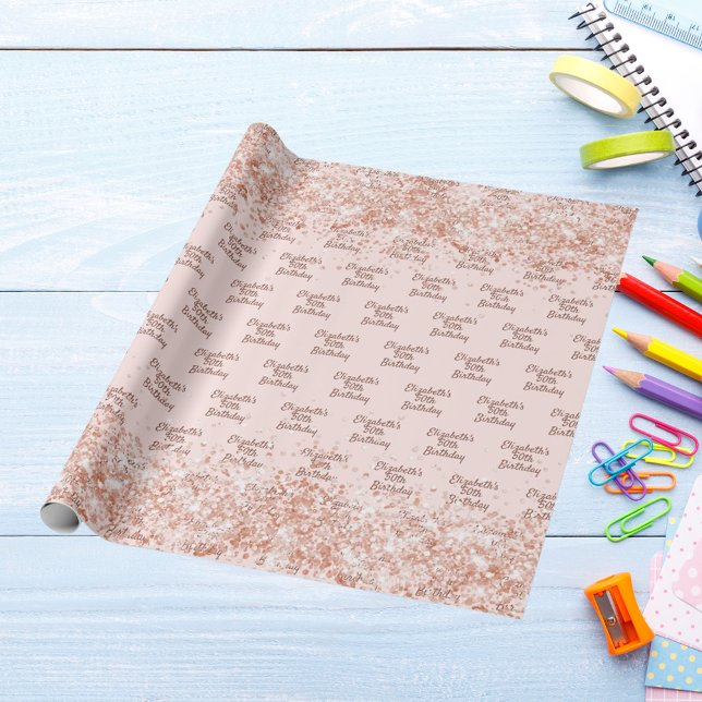 Papel De Regalo Nombre del purpurina de oro del rosa de limpieza d (Subido por el creador)