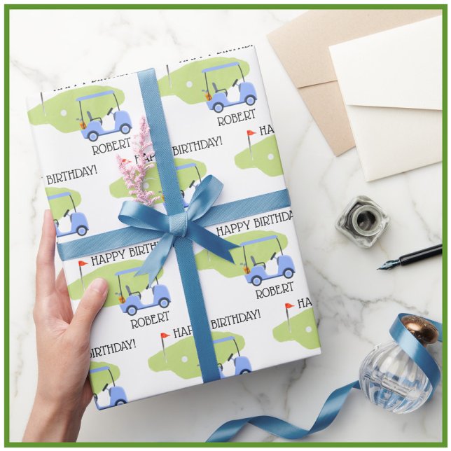 Papel De Regalo Nombre del tema del golf personalizado Cumpleaños (Subido por el creador)