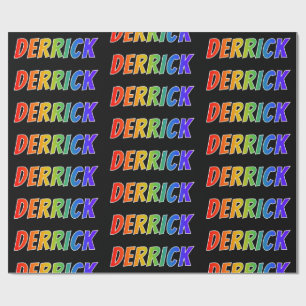 Papel De Regalo Nombre Derrick con Arcoíris "DERRICK"; Divertido y