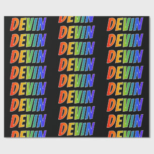 Papel De Regalo Nombre Devin con Arcoiris "DEVIN"; Divertido y Col