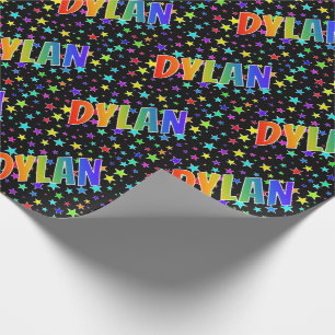 Papel De Regalo Nombre Dylan con Arcoíris "DYLAN" + Estrellas