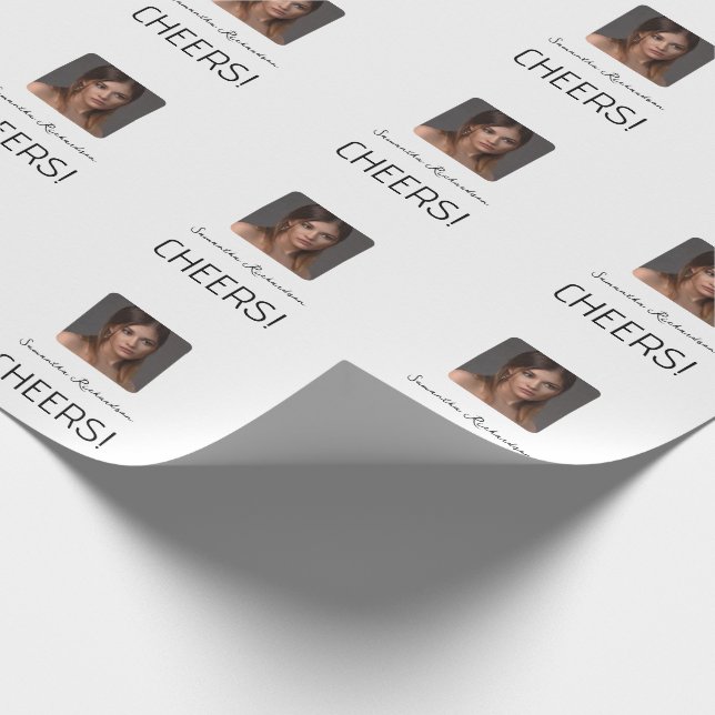 Papel De Regalo Nombre elegante del guión gráfico blanco (Esquina)