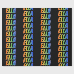 Papel De Regalo Nombre ELLA de arcoíris; Divertido y Colorido