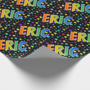Papel De Regalo Nombre "ERIC" del arco iris + Estrellas