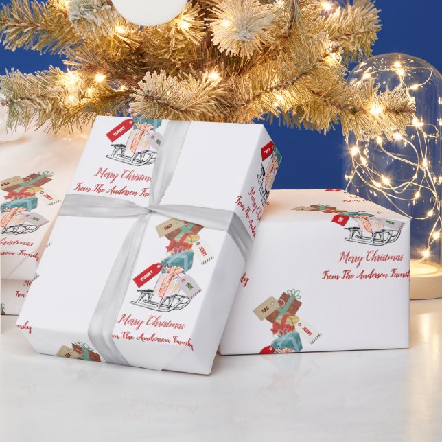 Papel De Regalo Nombre familiar Invierno Wonderland Navidades mode (Vacaciones)