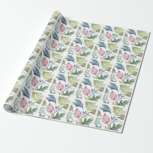 Papel De Regalo Nombre floral minimalista moderno simple