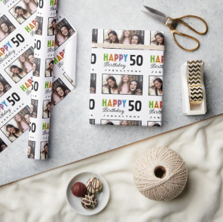 Papel De Regalo Nombre Foto 50 cumpleaños