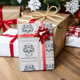 Papel De Regalo Nombre fresco de cráneo Feliz Navidad