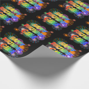 Papel De Regalo Nombre "GINA", Diversión "FELIZ CUMPLEAÑOS"