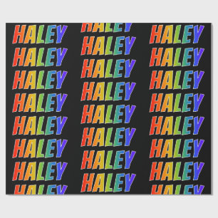 Papel De Regalo Nombre Haley con arcoíris "HALEY"; Divertido y Col
