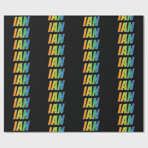 Papel De Regalo Nombre IAN de arcoíris; Divertido y Colorido