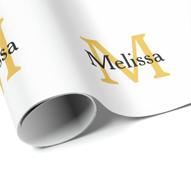 Papel De Regalo Nombre inicial de monograma personalizado dorado n (Esquina del rollo)