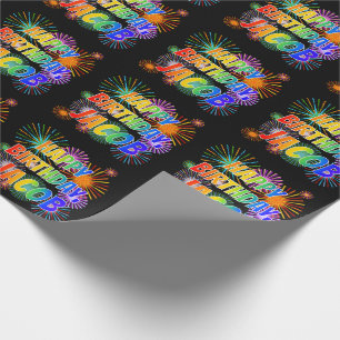 Papel De Regalo Nombre "JACOB", Diversión "FELIZ CUMPLEAÑOS"