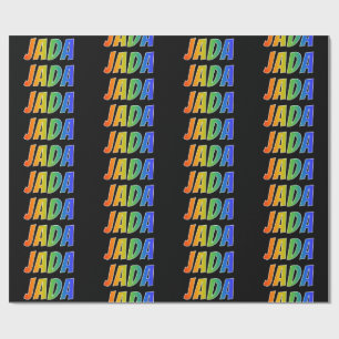 Papel De Regalo Nombre "JADA" Arcoíris; Divertido y Colorido