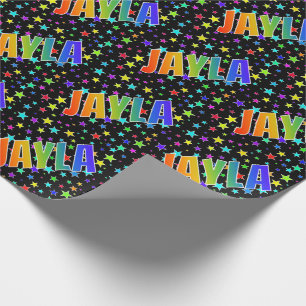 Papel De Regalo Nombre JAYLA con Arcoíris + Estrellas