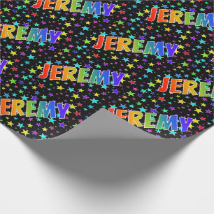 Papel De Regalo Nombre "JEREMY" con Arcoíris + Estrellas