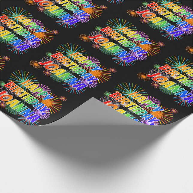 Papel De Regalo Nombre "JOANNA", diversión "FELIZ CUMPLEAÑOS" (Esquina)