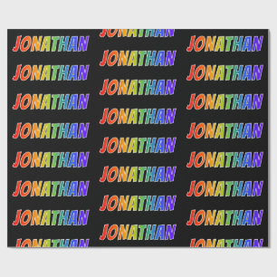 Papel De Regalo Nombre "JONATÁN" del arco iris; Diversión y